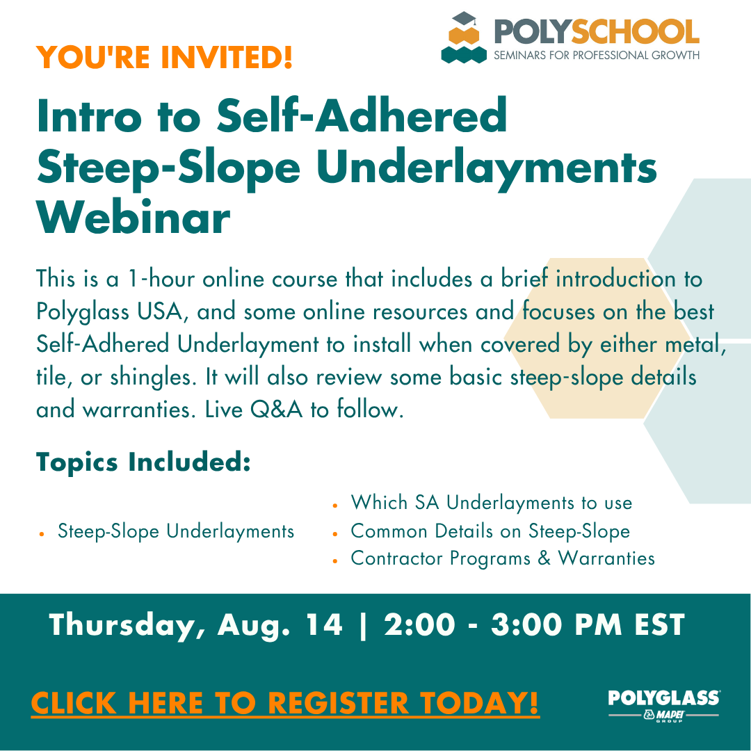 Polyschool Webinar - Intro to SA Steep-Slope Membranes Aug 2025